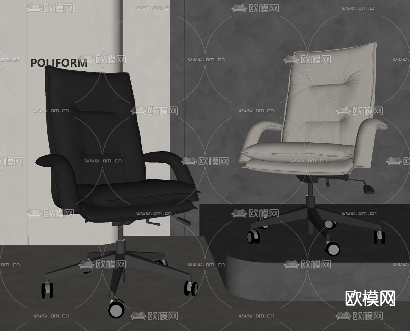 现代办公椅 旋转椅su模型下载（渲染图2）