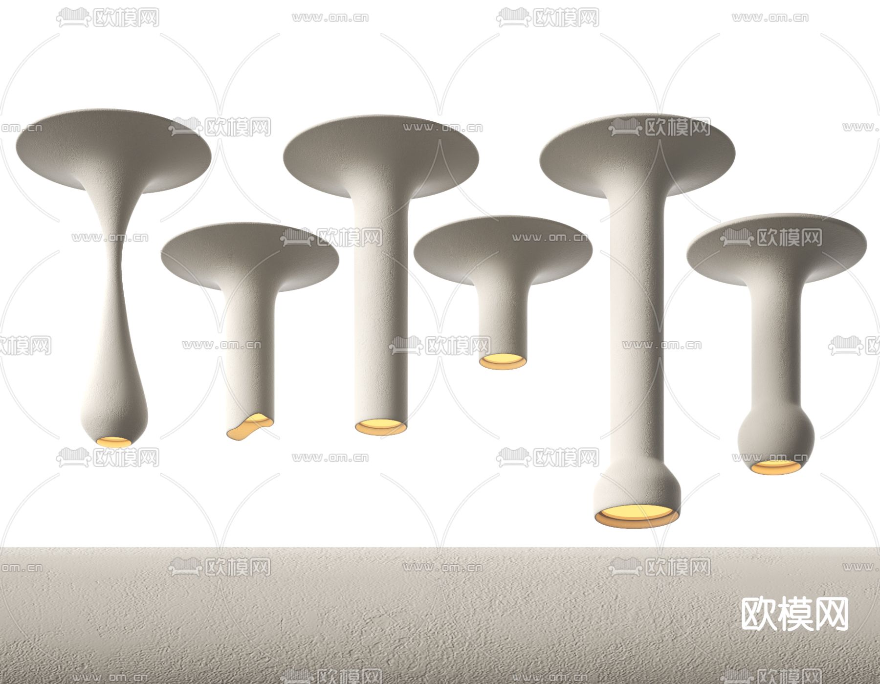 侘寂吊灯 石膏灯3d模型下载