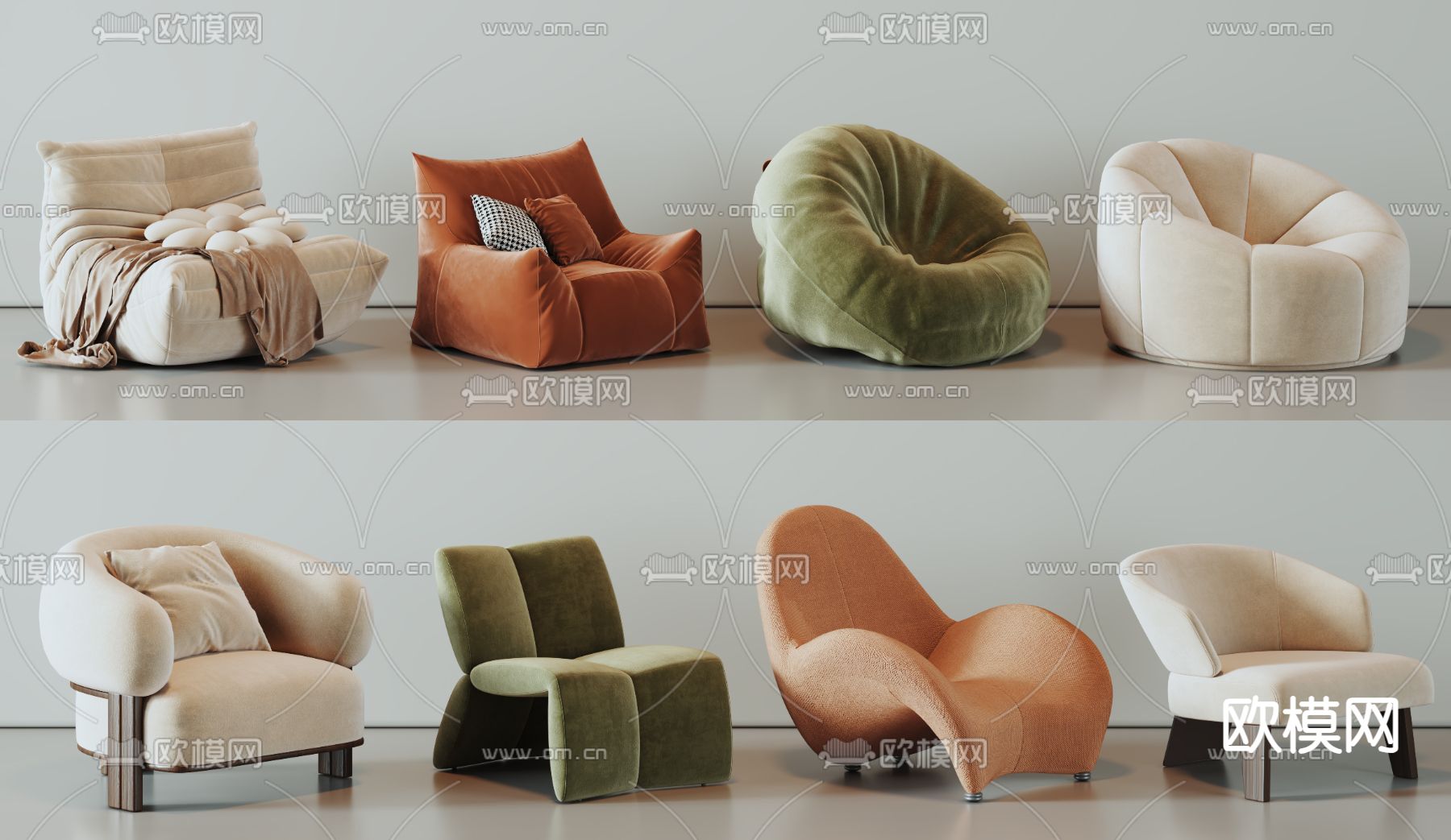 现代单人沙发su模型下载（渲染图1）