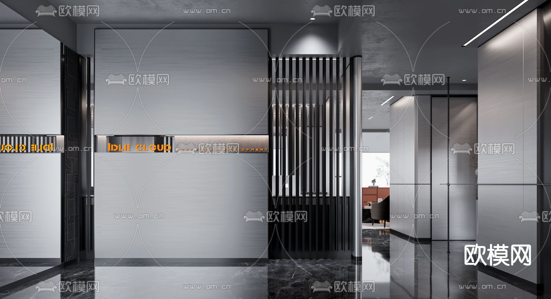 高级灰办公室 休息区3d模型下载（渲染图2）