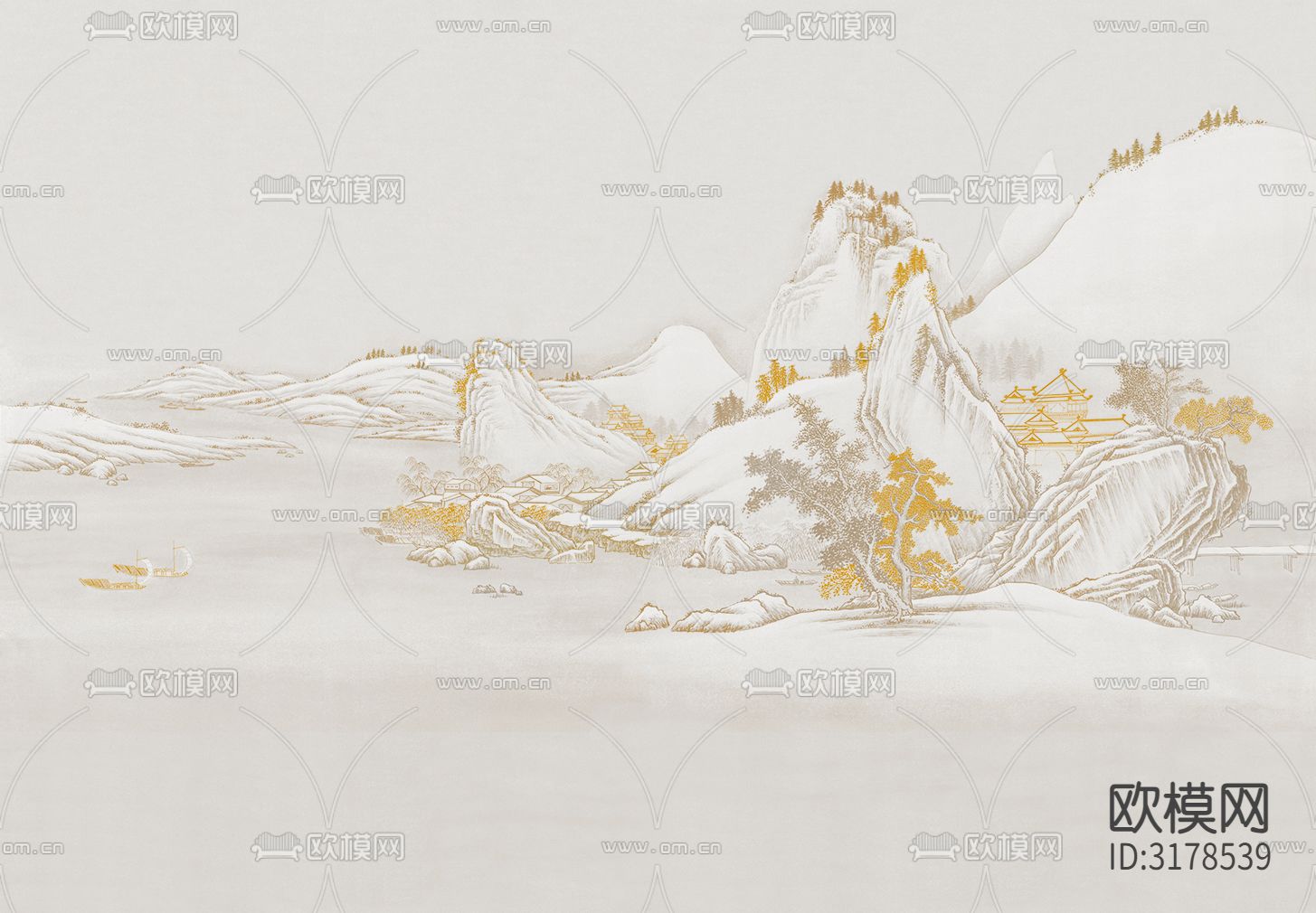 中式山水壁纸贴图下载