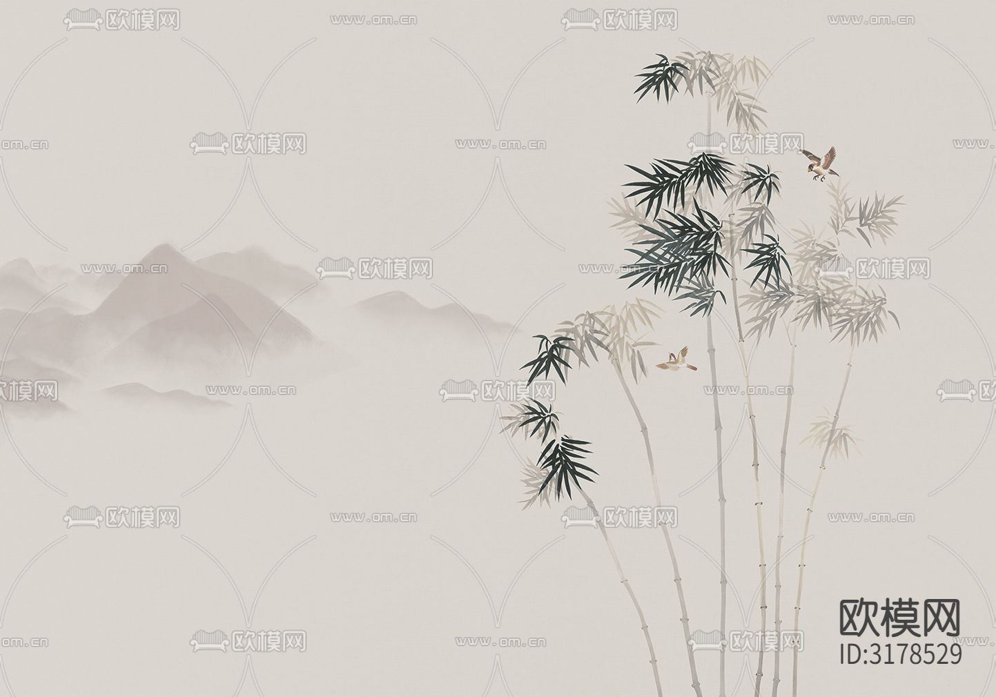 中式深色壁纸贴图下载