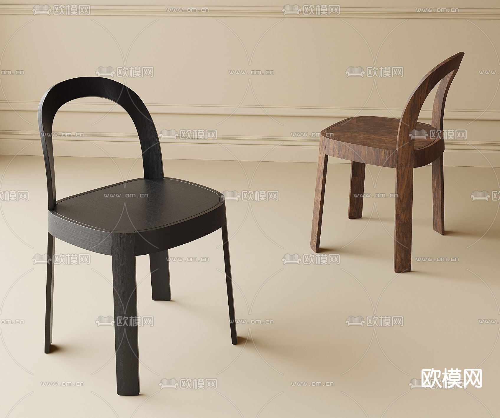 侘寂椅子 餐椅3d模型下载