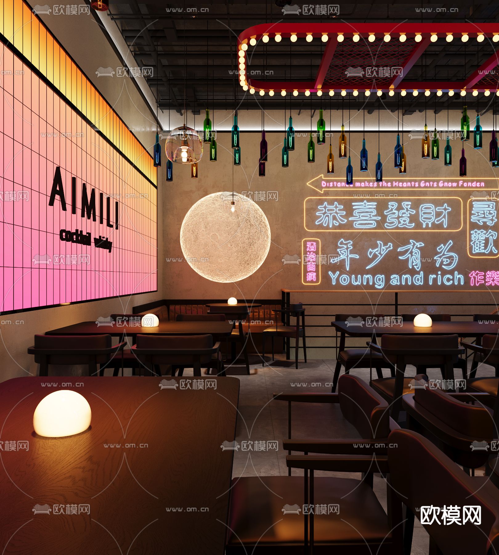 现代酒吧 小酒馆3d模型下载（渲染图2）