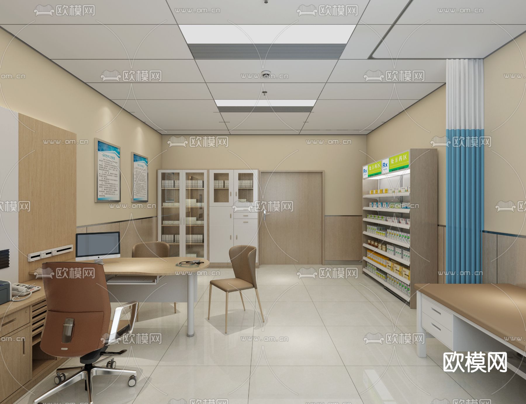 现代医务室3d模型下载（渲染图1）