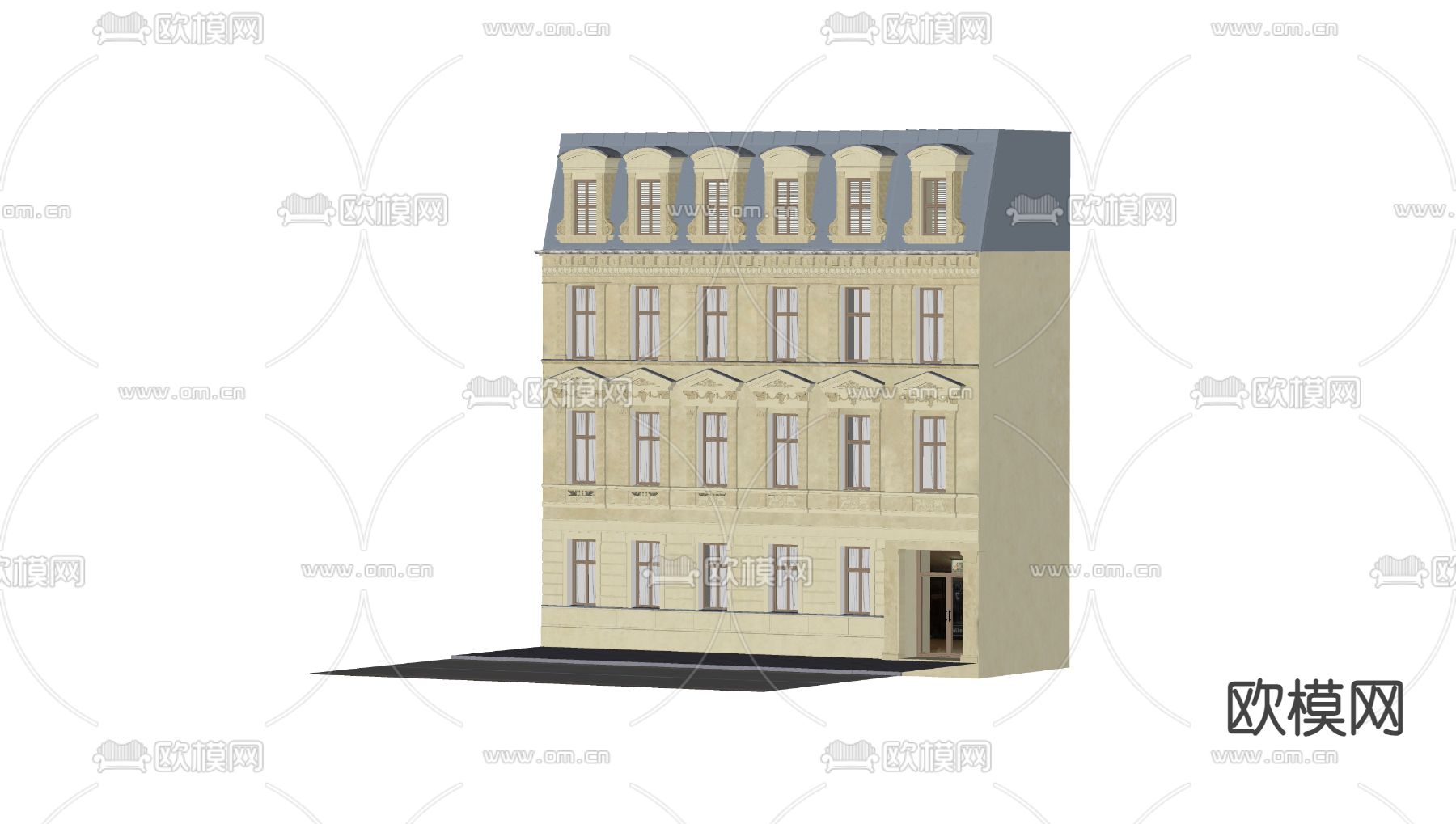 法式公寓外观su模型下载（渲染图1）