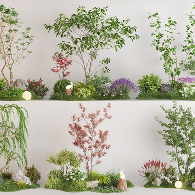  庭院小品 植物堆su模型 