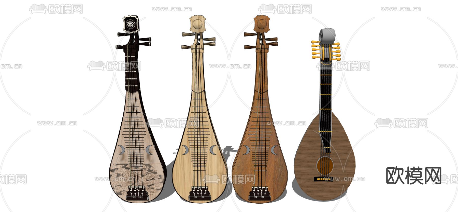 中式乐器 琵琶su模型下载（渲染图1）