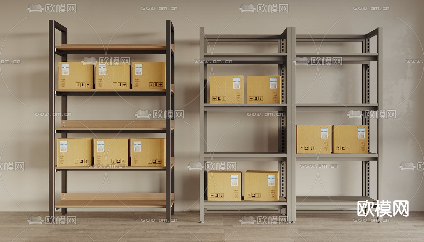 铁艺货架 展示架 置物架 快递架3d模型下载