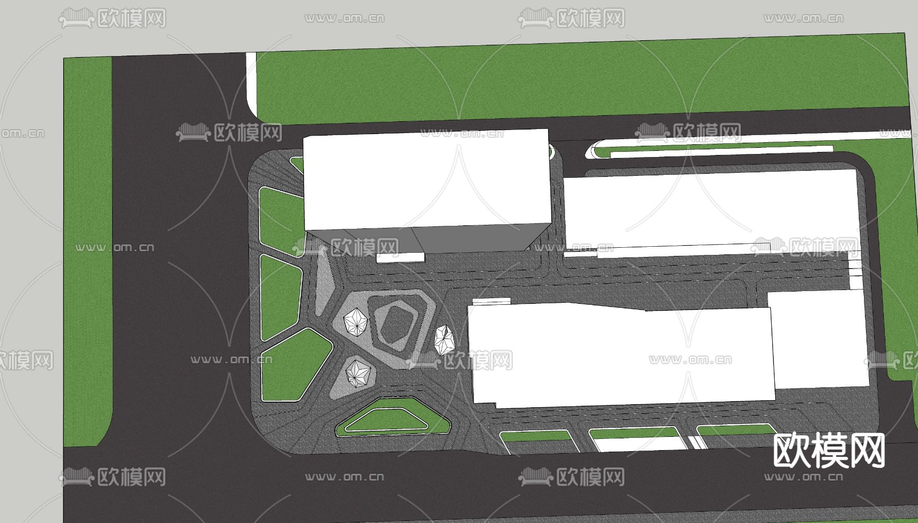 商业街 步行街su模型下载