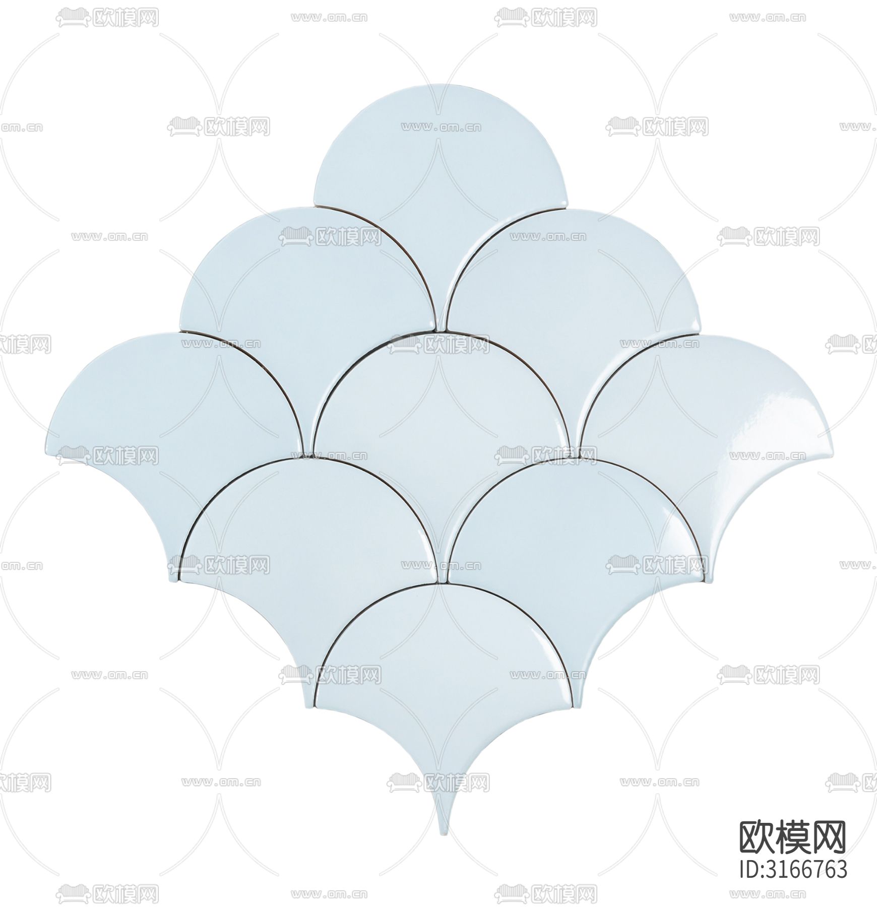 淡蓝色鱼鳞艺术 马赛克贴图下载