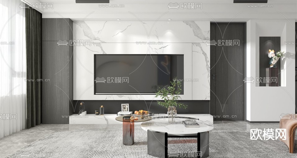 现代客厅3d模型下载(渲染图3)