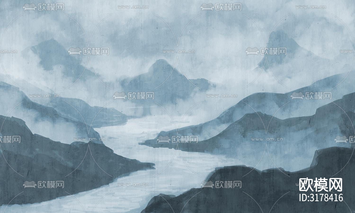 中式山水壁纸贴图下载