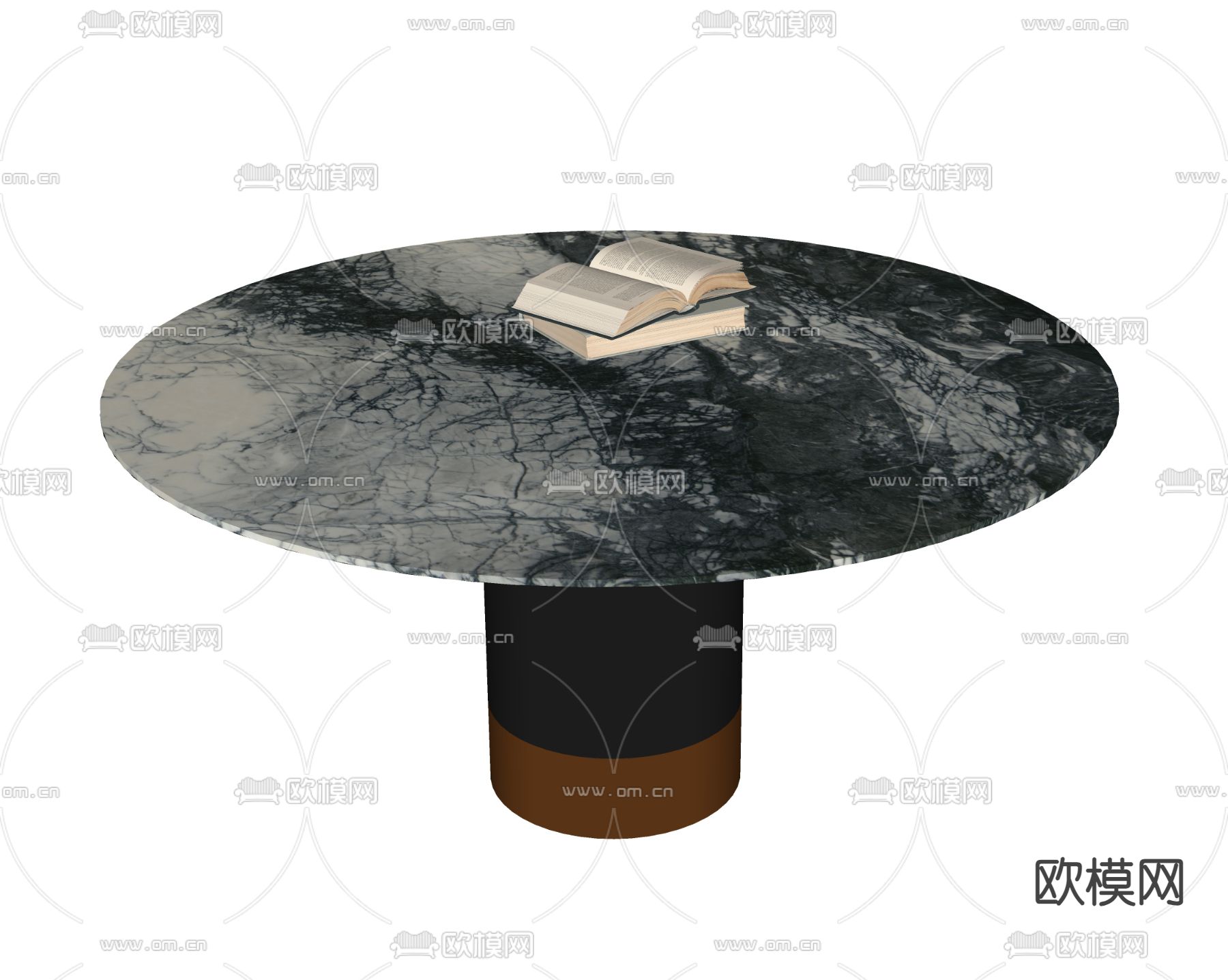 现代圆形餐桌su模型下载（渲染图2）