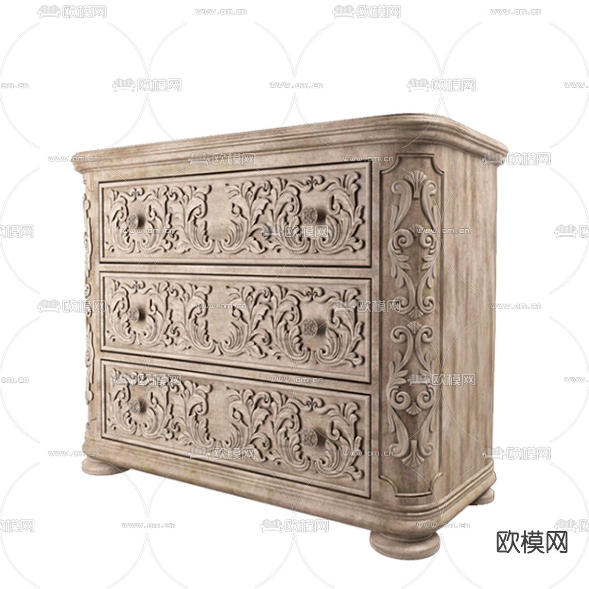 简欧床头柜3d模型下载