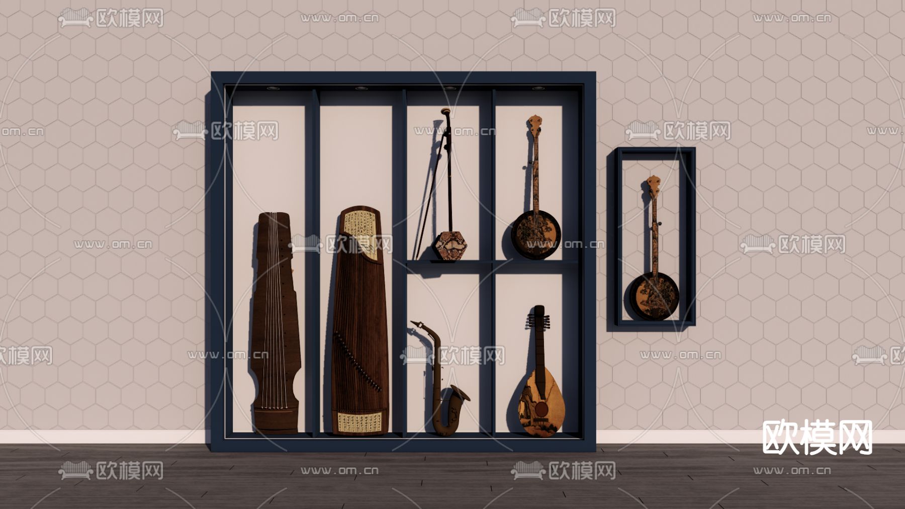 中式乐器 古筝 琵琶su模型下载（渲染图2）