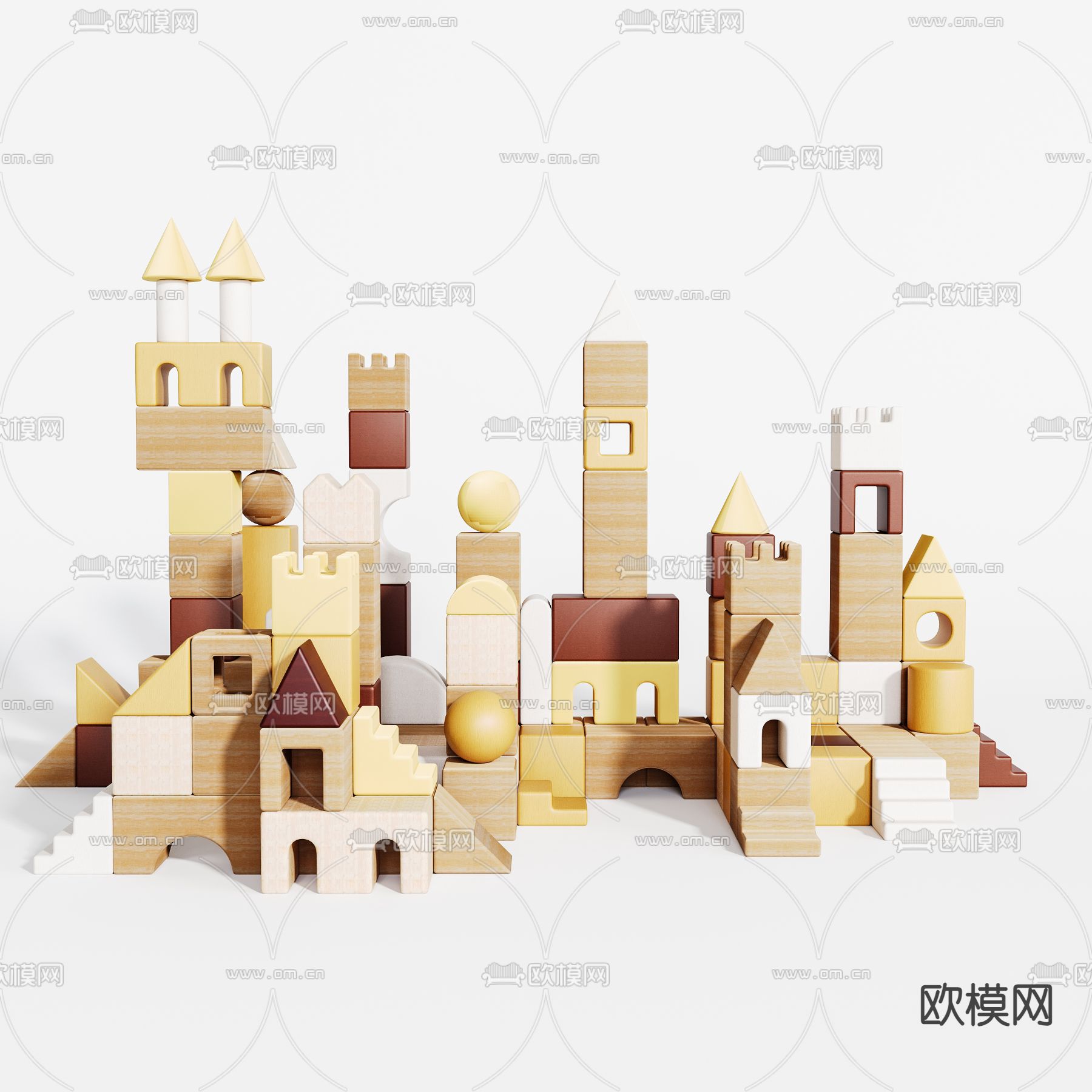 积木玩具 城堡3d模型下载