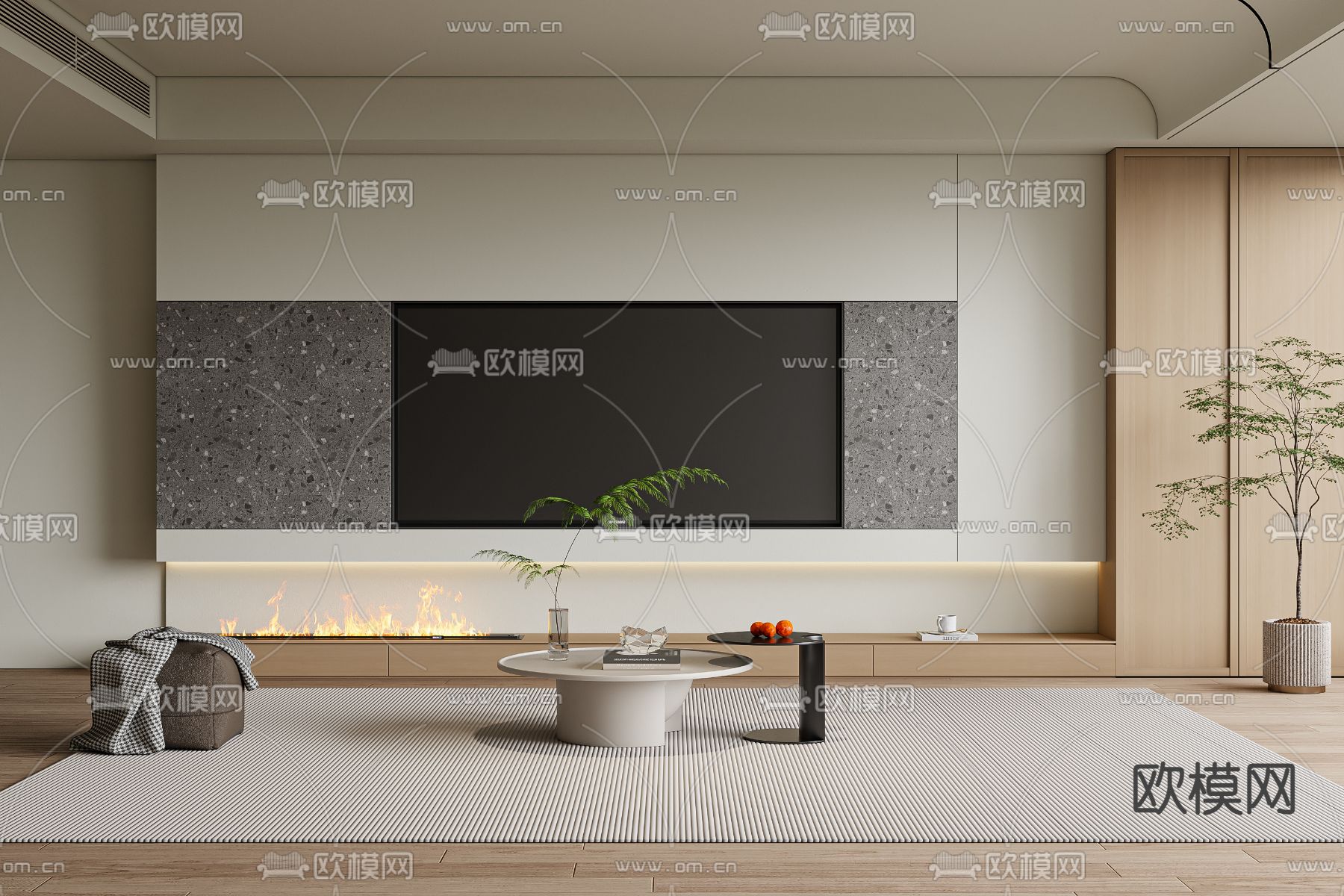 现代电视背景墙3d模型下载