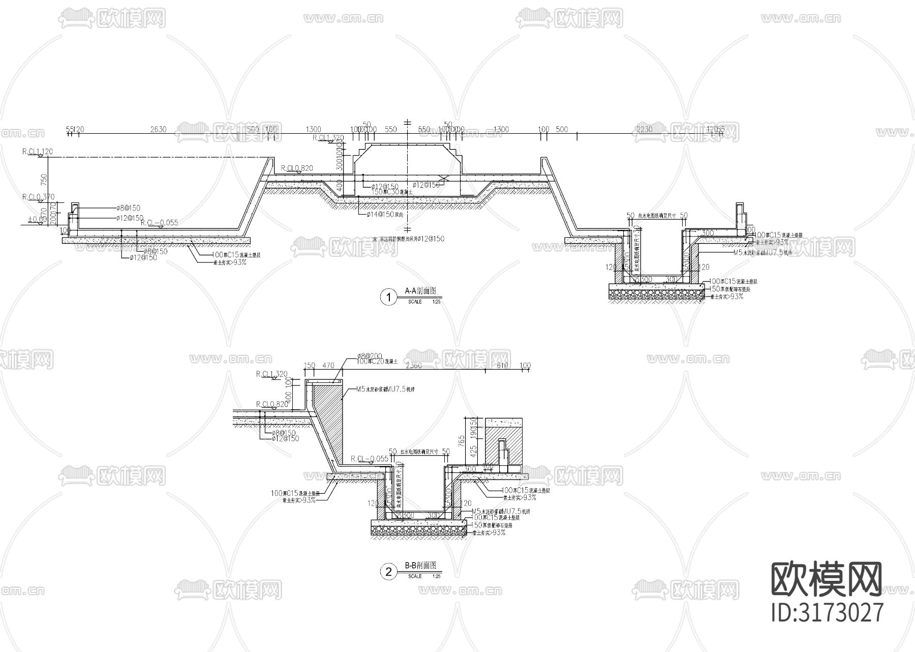 欧式水钵跌水水景cad雕塑下载（渲染图4）