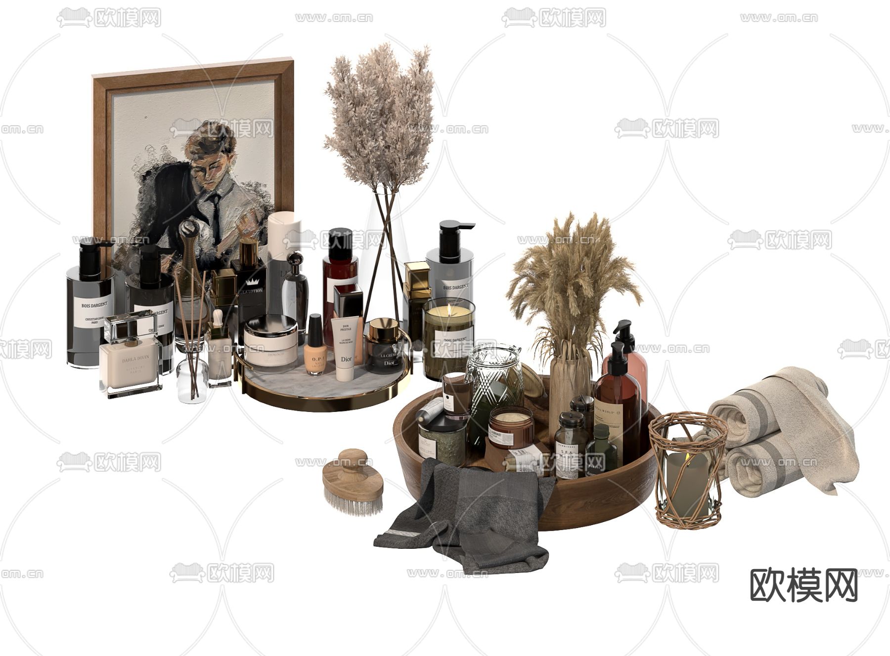 现代化妆品 洗漱用品su模型下载（渲染图2）