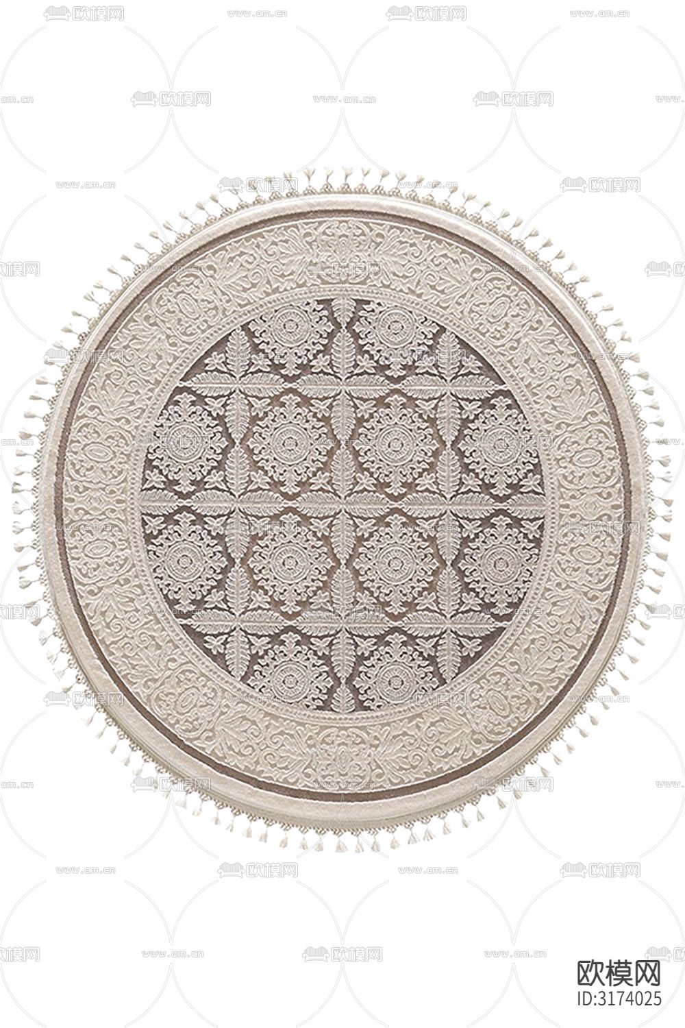 灰色欧式豪华圆形地毯贴图下载（渲染图2）