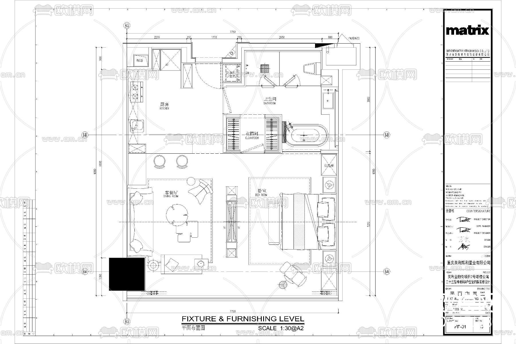 公寓小户型平面布局cad图库下载（渲染图5）