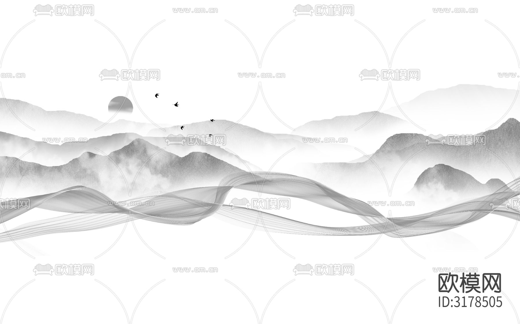 中式水墨壁纸贴图下载