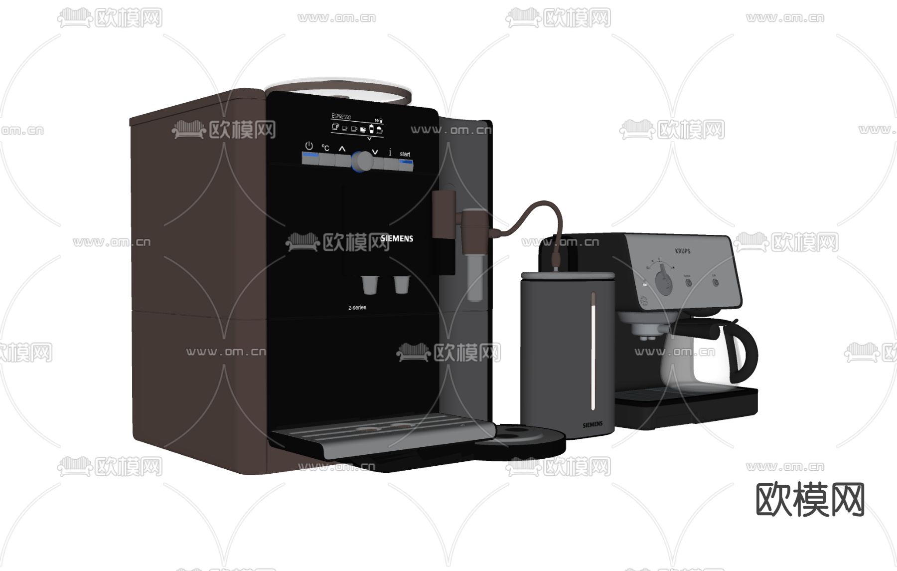 全自动咖啡机 半自动咖啡机su模型下载（渲染图1）