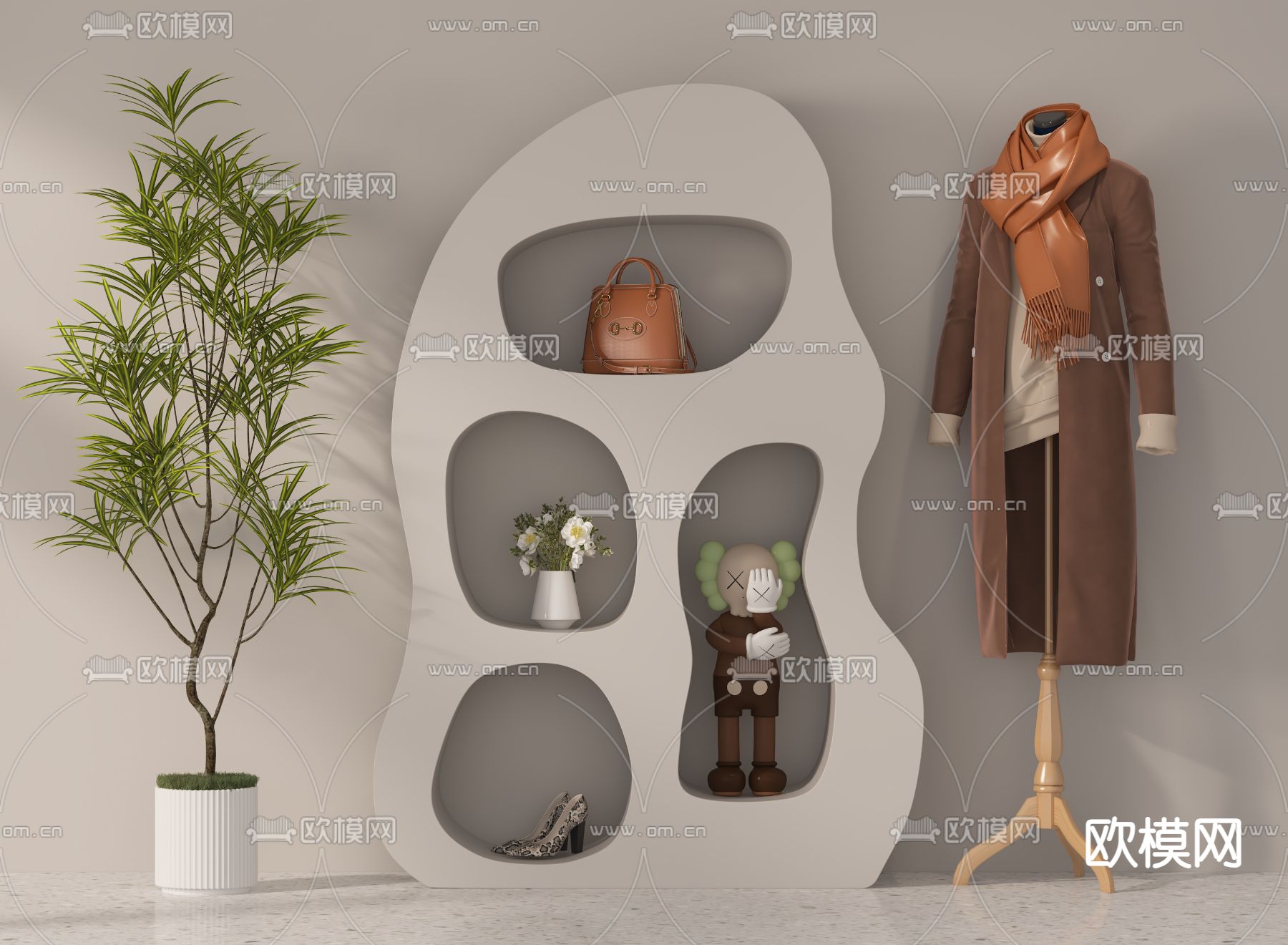 艺术展物柜3d模型下载