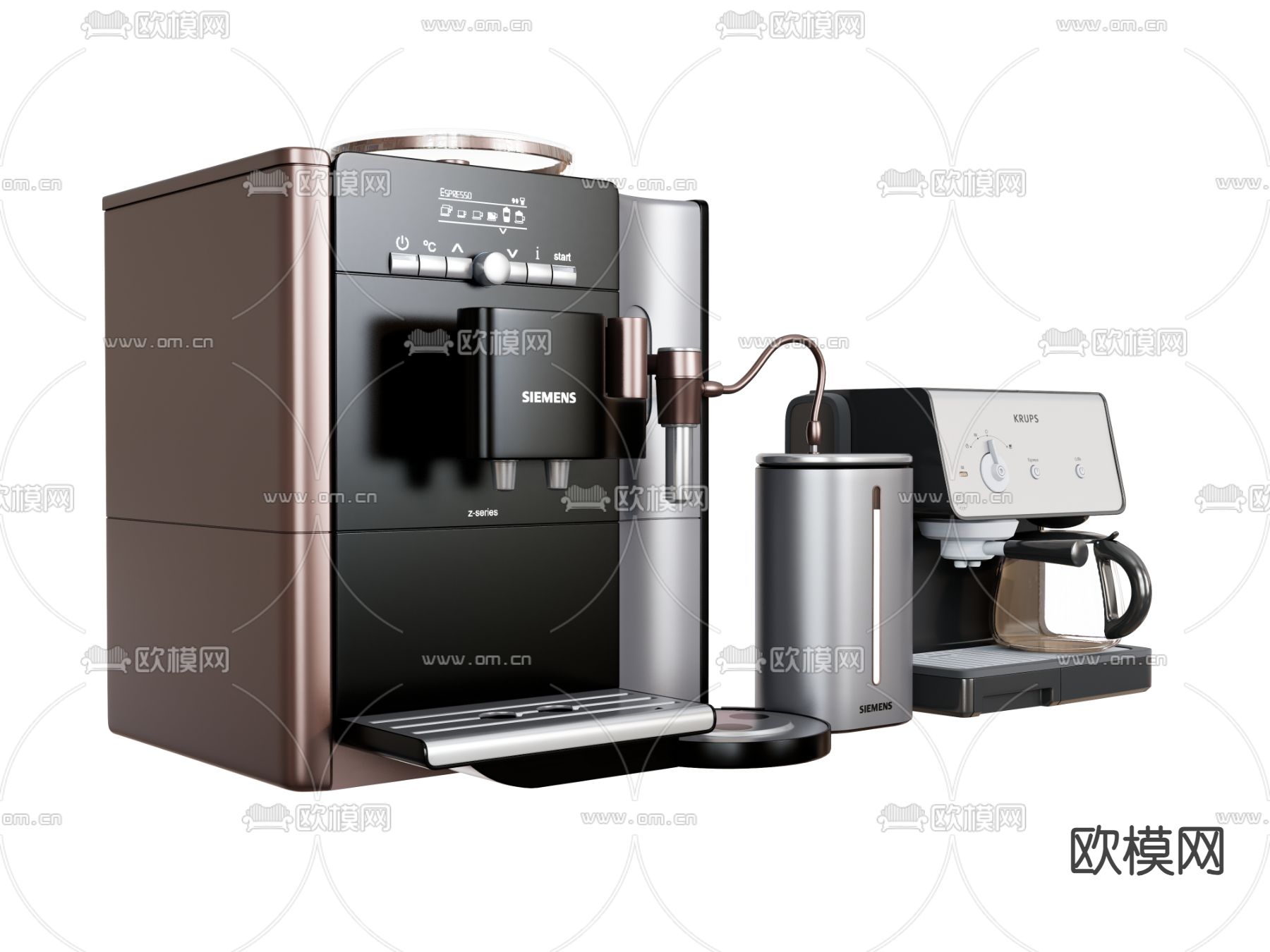 全自动咖啡机 半自动咖啡机su模型下载（渲染图2）
