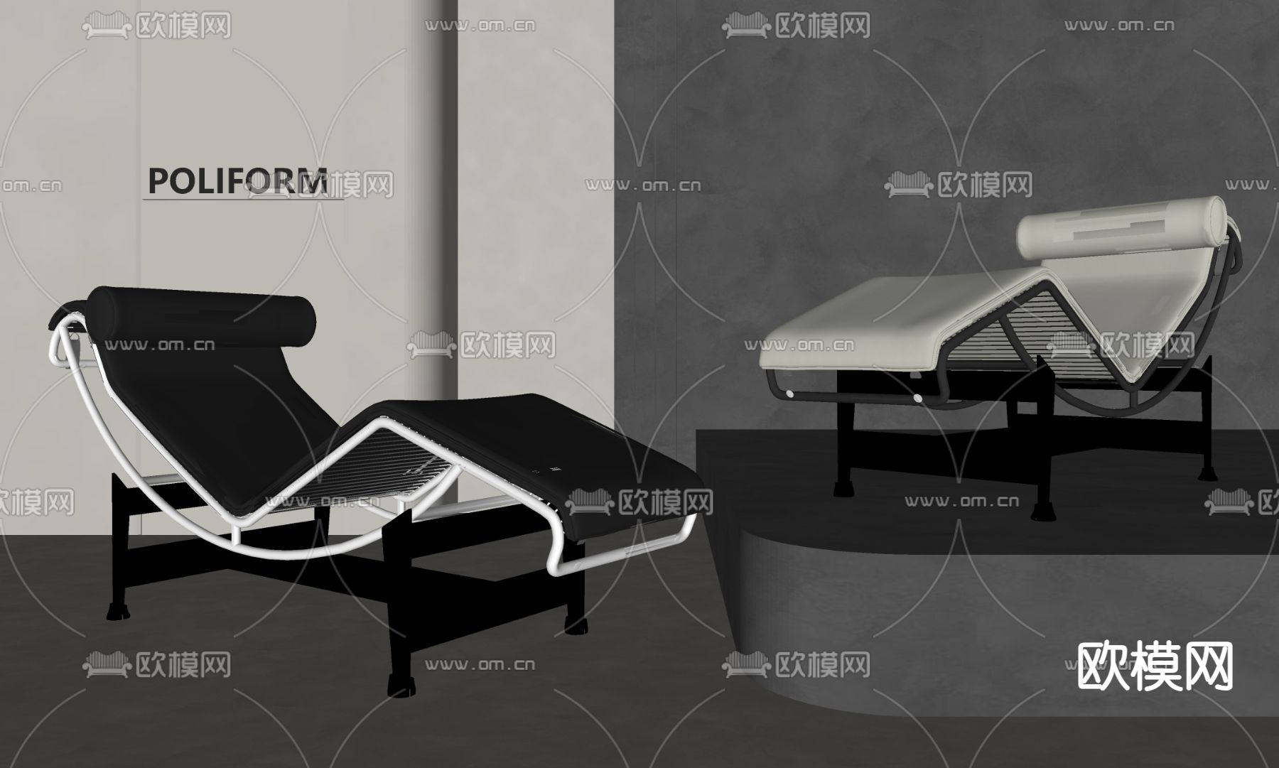 现代躺椅 扶手椅su模型下载（渲染图1）