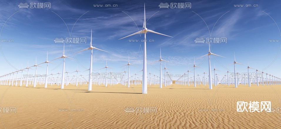 风力发电 发电站su模型下载(渲染图2)