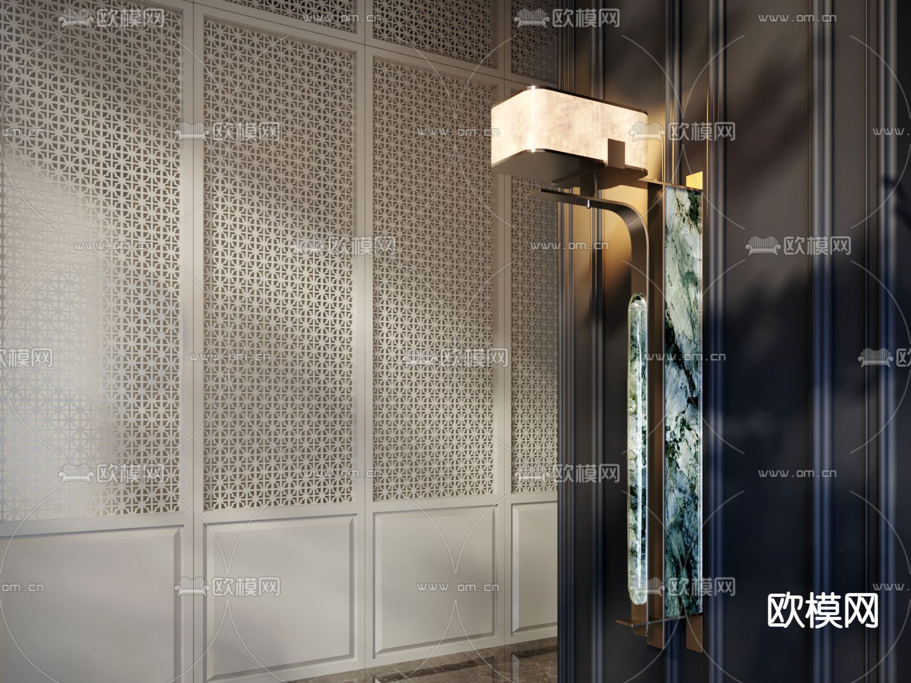 轻奢风壁灯su模型下载（渲染图2）