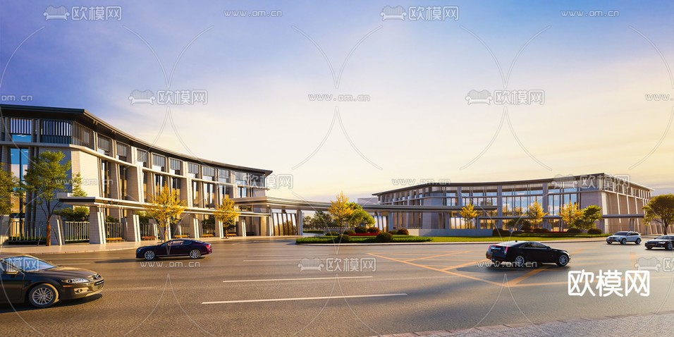 学校 学校大门 连廊3d模型下载