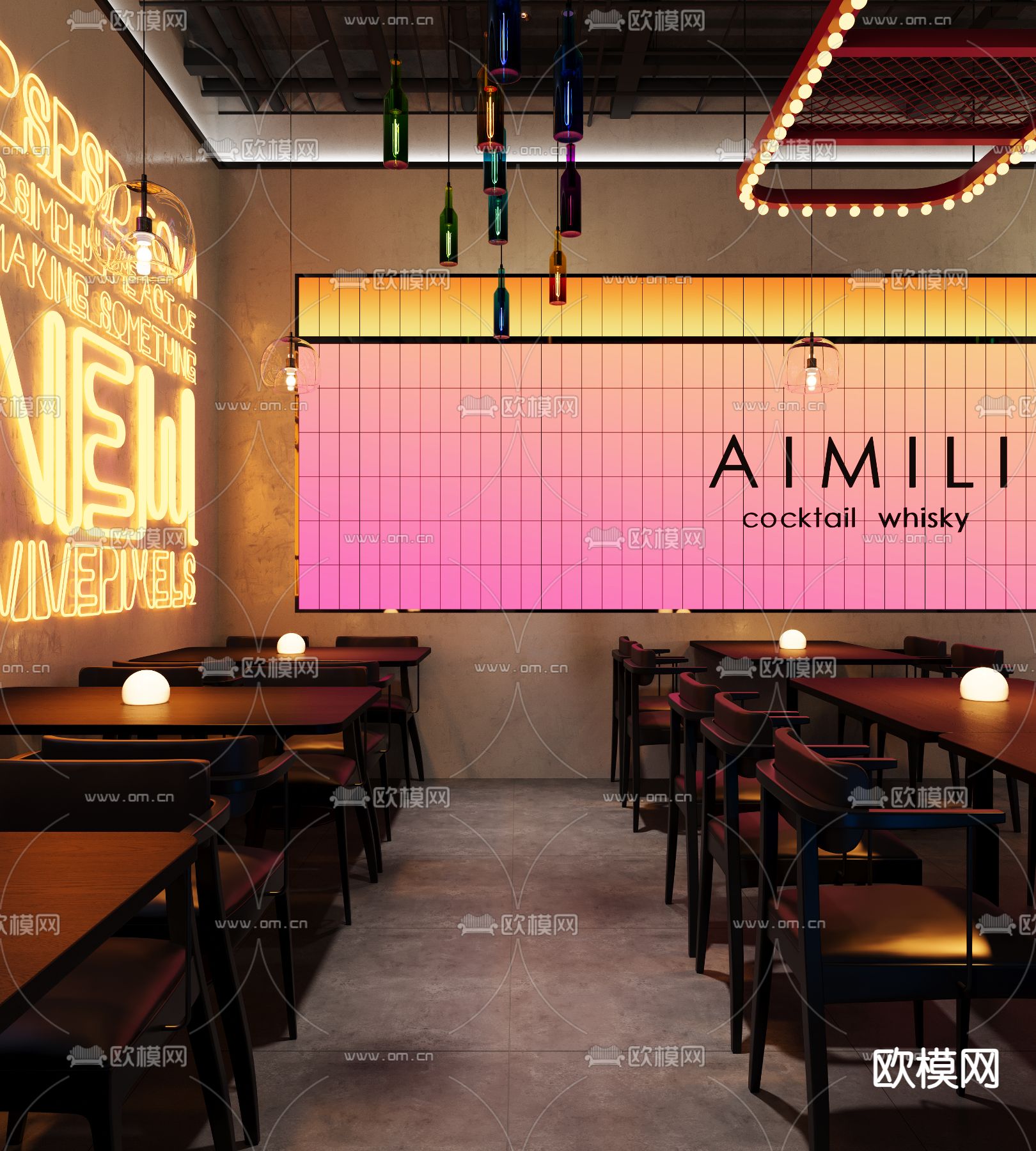 现代酒吧 小酒馆3d模型下载（渲染图1）