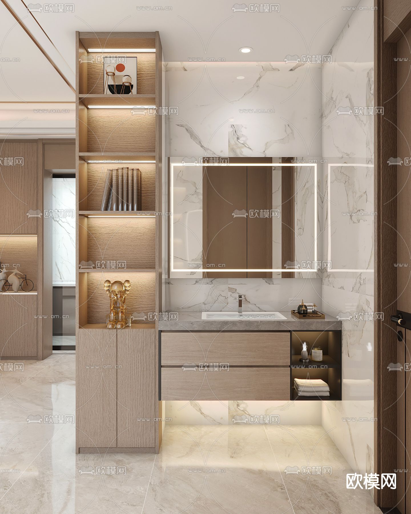 现代浴室柜 洗手台 洗手盆 干区3d模型下载
