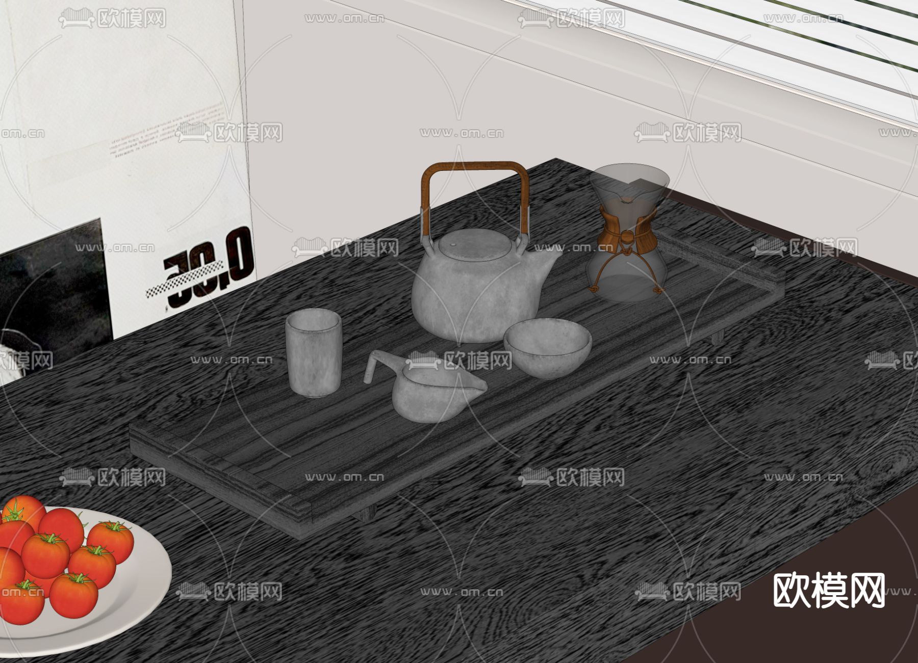茶具 茶壶 茶杯su模型下载（渲染图1）