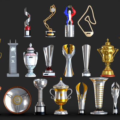  现代荣誉奖杯 奖牌奖章 奖杯su模型 