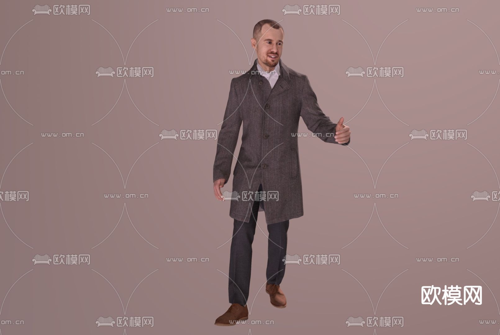 商务男士 西装男士 欧美白人su模型下载（渲染图1）
