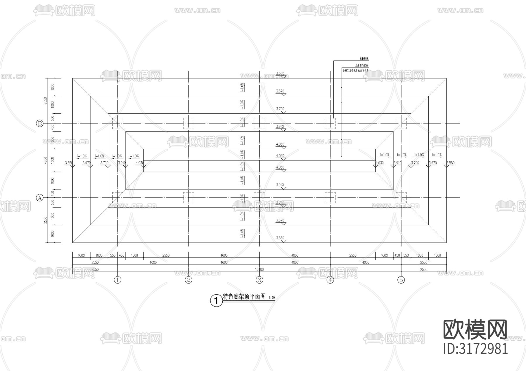 新中式景观廊架cad大样图下载（渲染图3）
