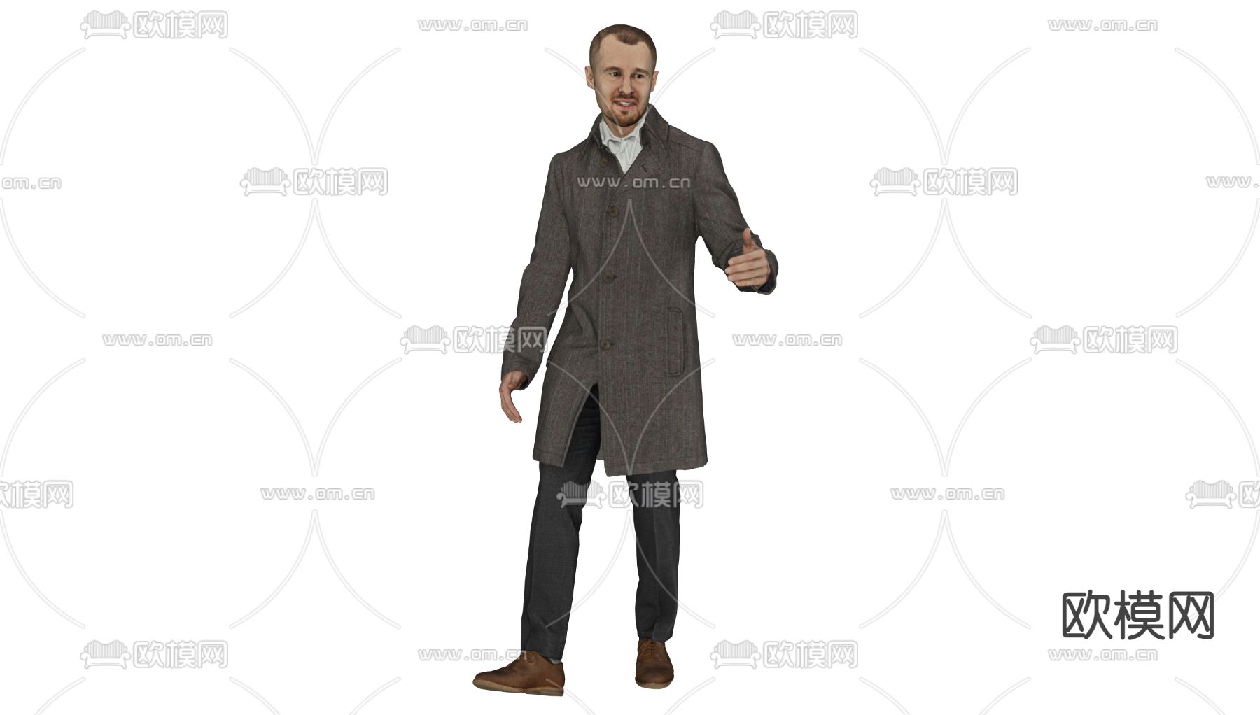 商务男士 西装男士 欧美白人su模型下载（渲染图3）