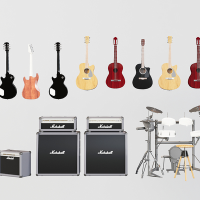  乐器 琵琶 架子鼓 音乐器材su模型 