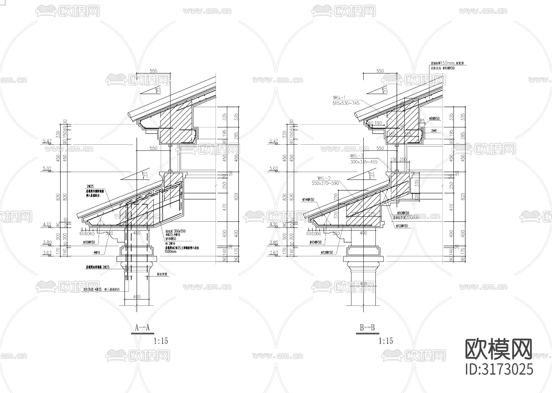 欧式双层六角亭cad大样图下载（渲染图6）