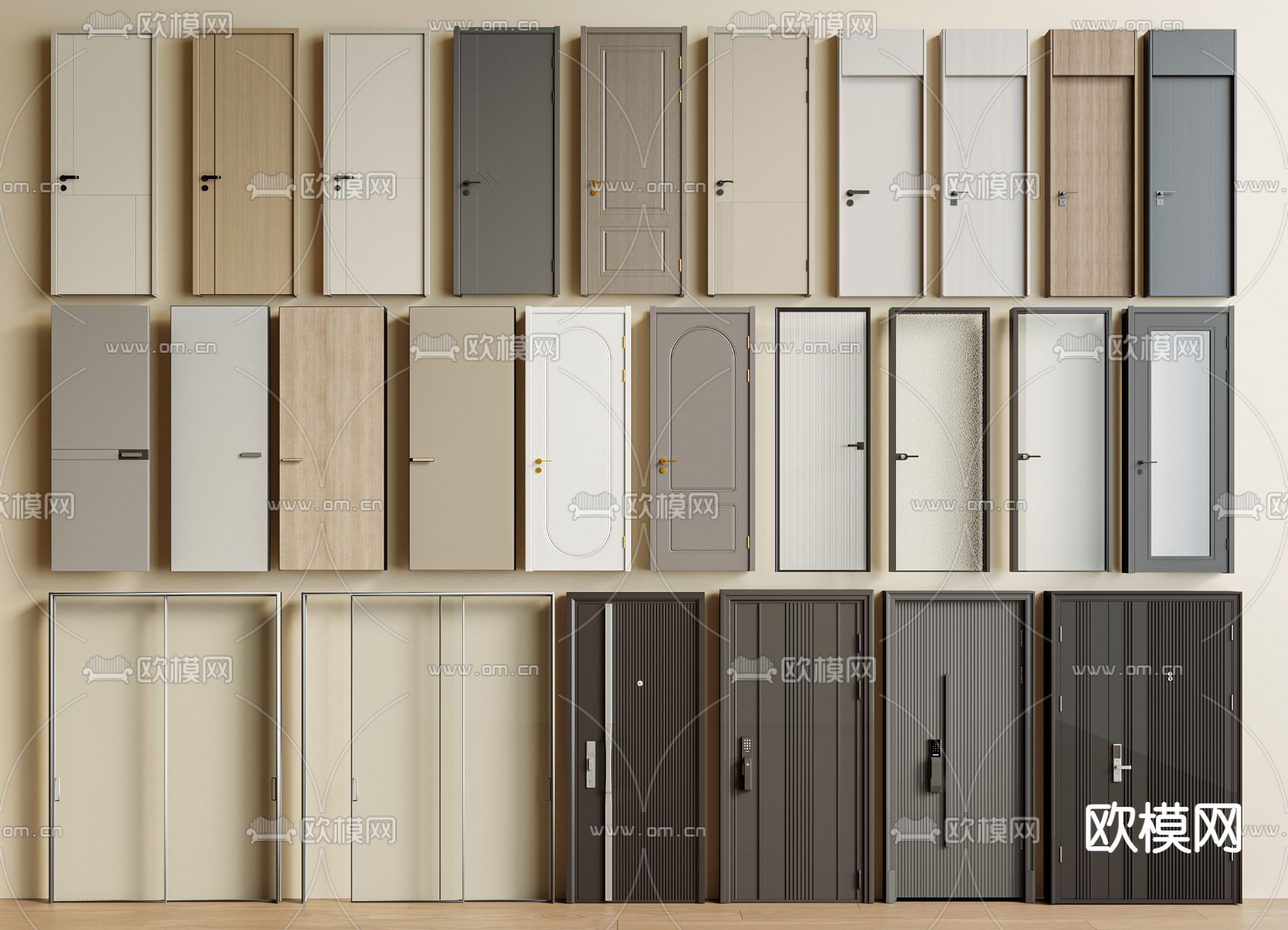 入户门 推拉门 子母门 厨卫门3d模型下载