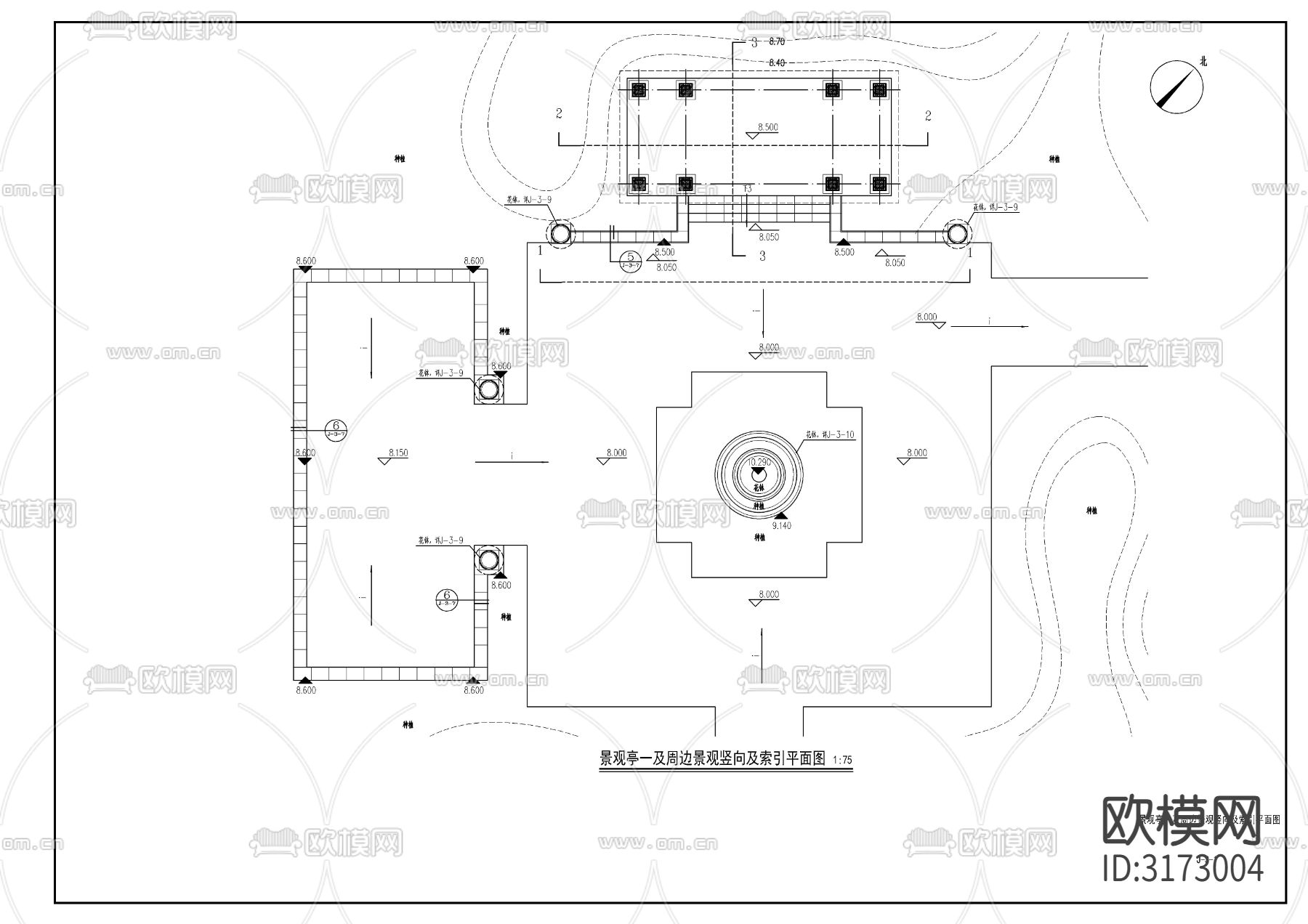 欧式景观亭 廊cad大样图下载（渲染图1）