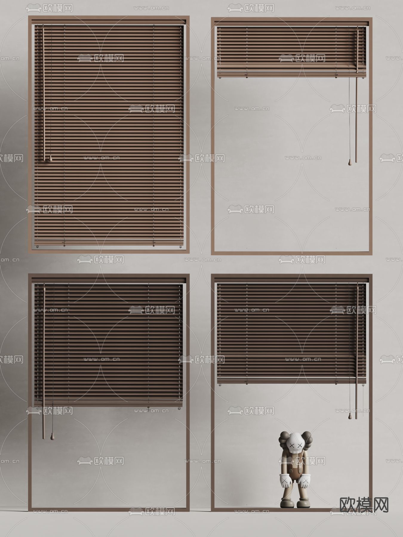 corbridge侘寂风百叶帘 实木百叶帘 kaws公仔su模型下载（渲染图1）