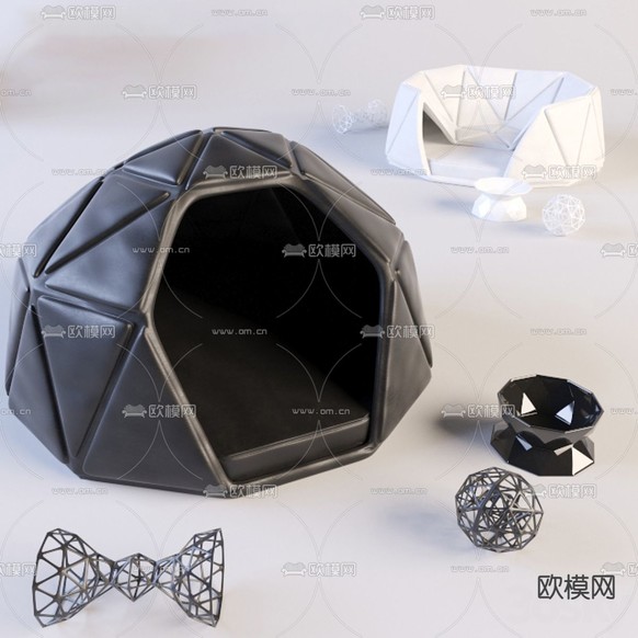 现代几何猫窝狗窝3d模型下载(渲染图1)