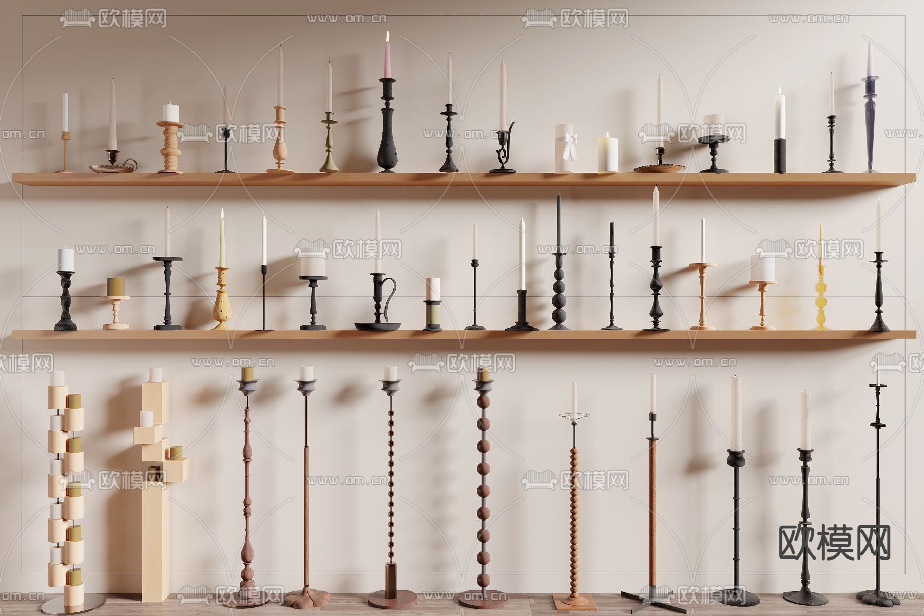 现代烛台 蜡烛su模型下载（渲染图2）