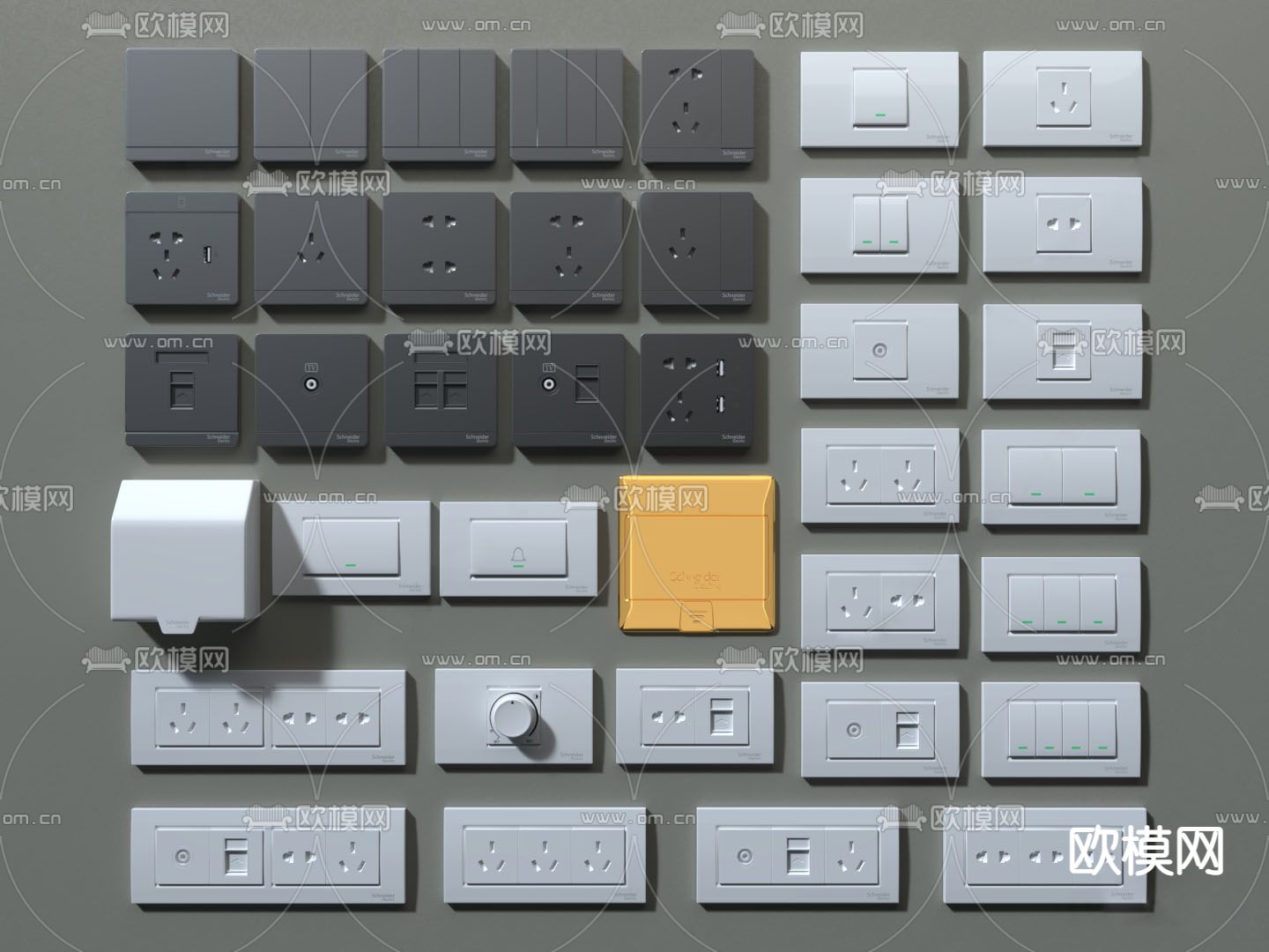 开关面板 插座3d模型下载