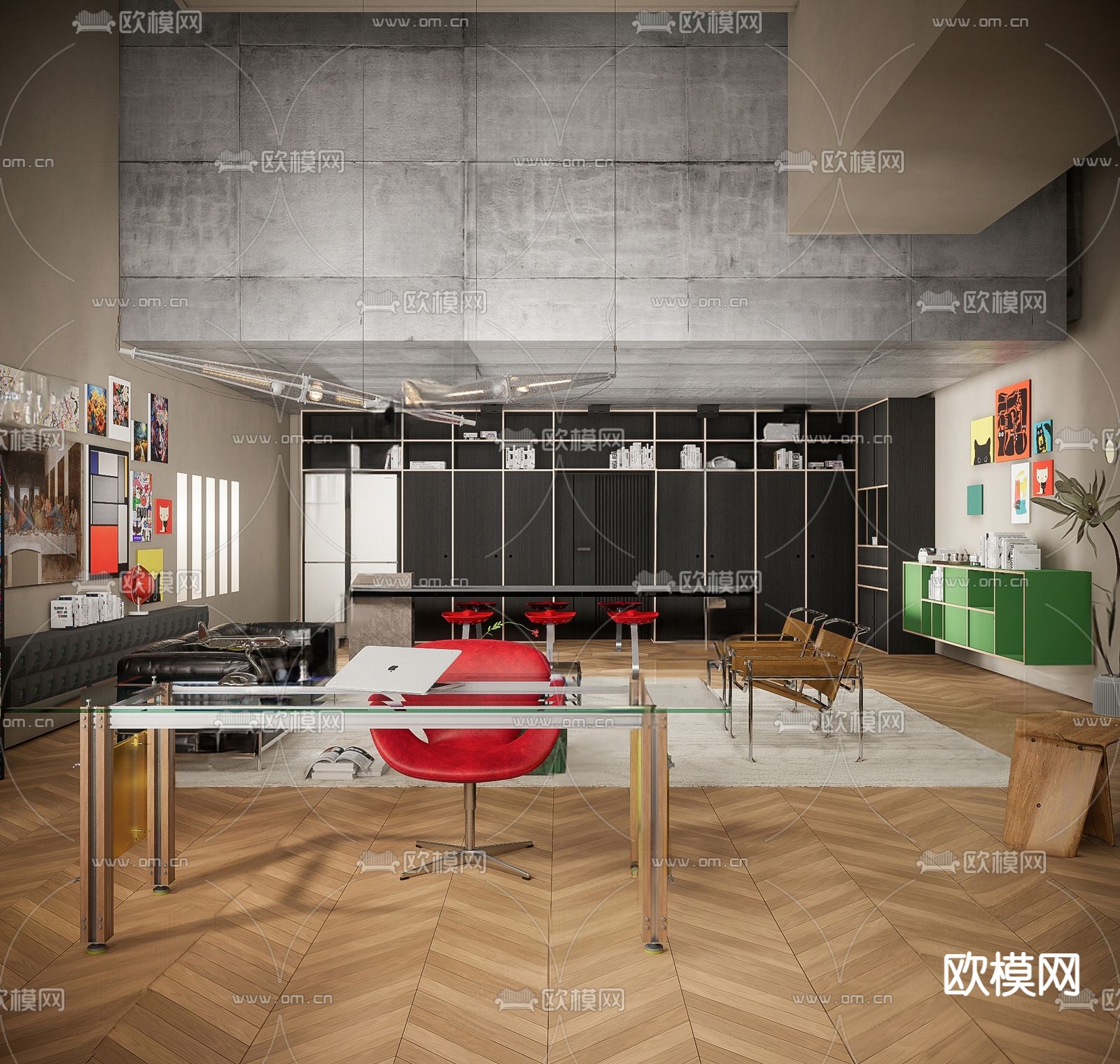 后现代客厅3d模型下载